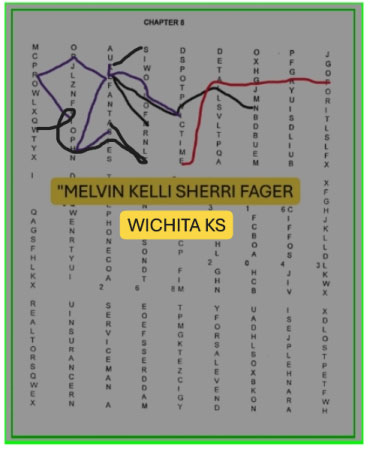 Melissa Phelan’s decoding of Dennis Rader’s “CHAPTER 8” cipher regarding the Fager murders
